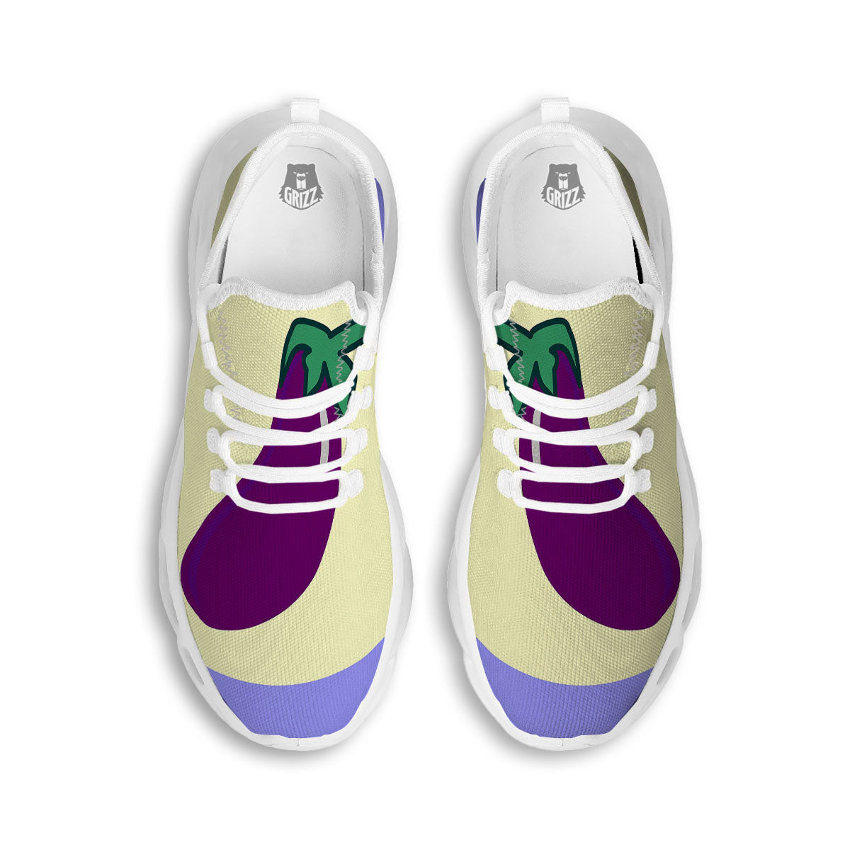 Eggplant Print White Running Shoes-grizzshop