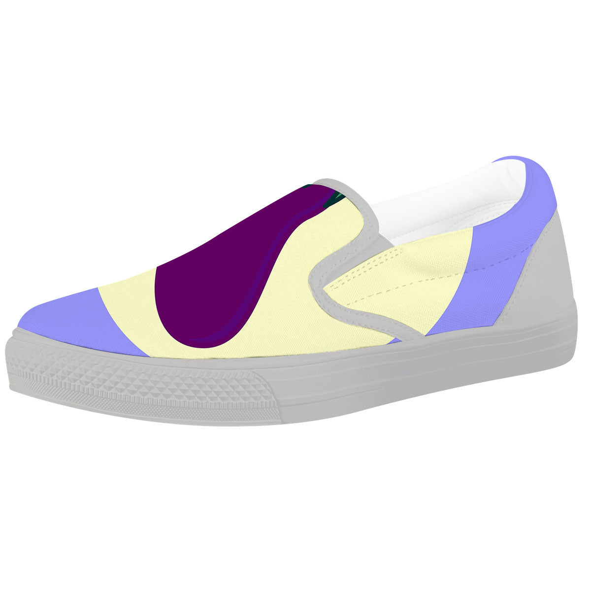 Eggplant Print White Slip On Shoes-grizzshop