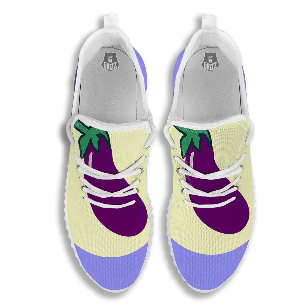 Eggplant Print White Walking Shoes-grizzshop