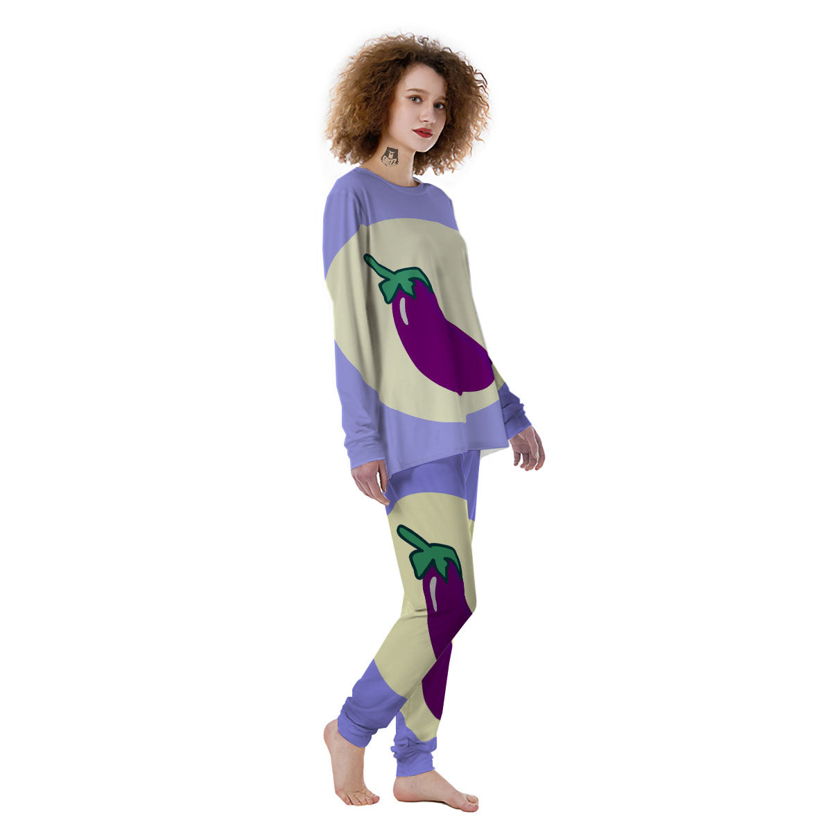 Eggplant Print Women's Pajamas-grizzshop