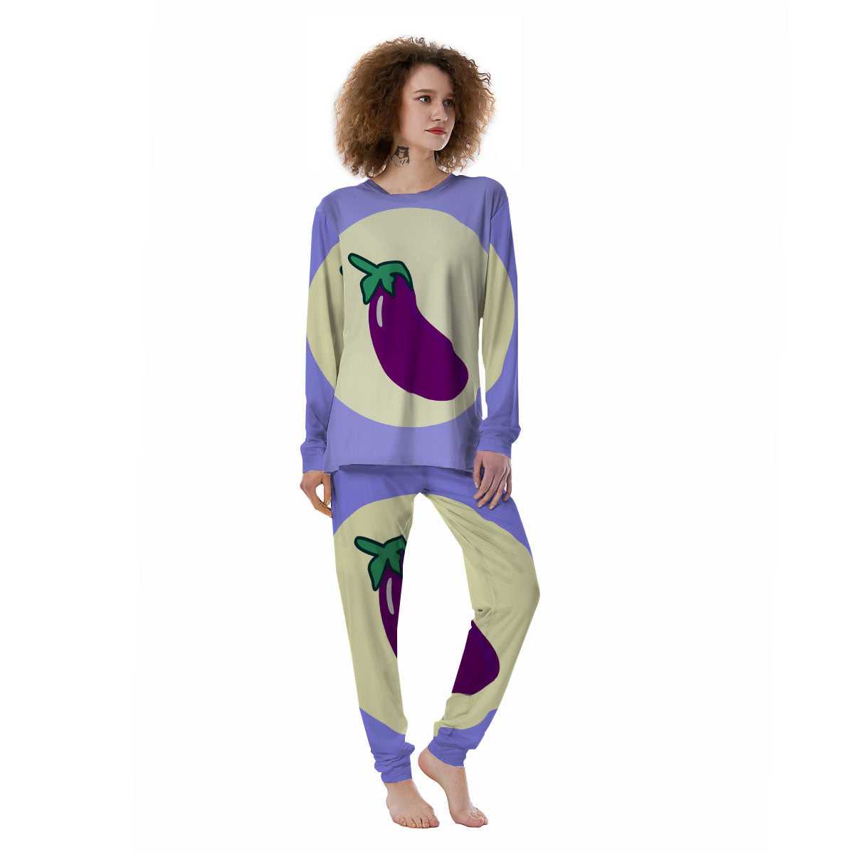 Eggplant Print Women's Pajamas-grizzshop