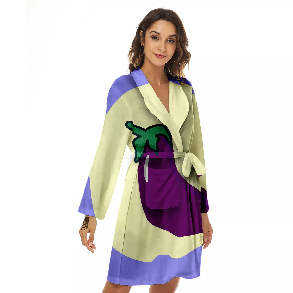 Eggplant Print Women's Robe-grizzshop