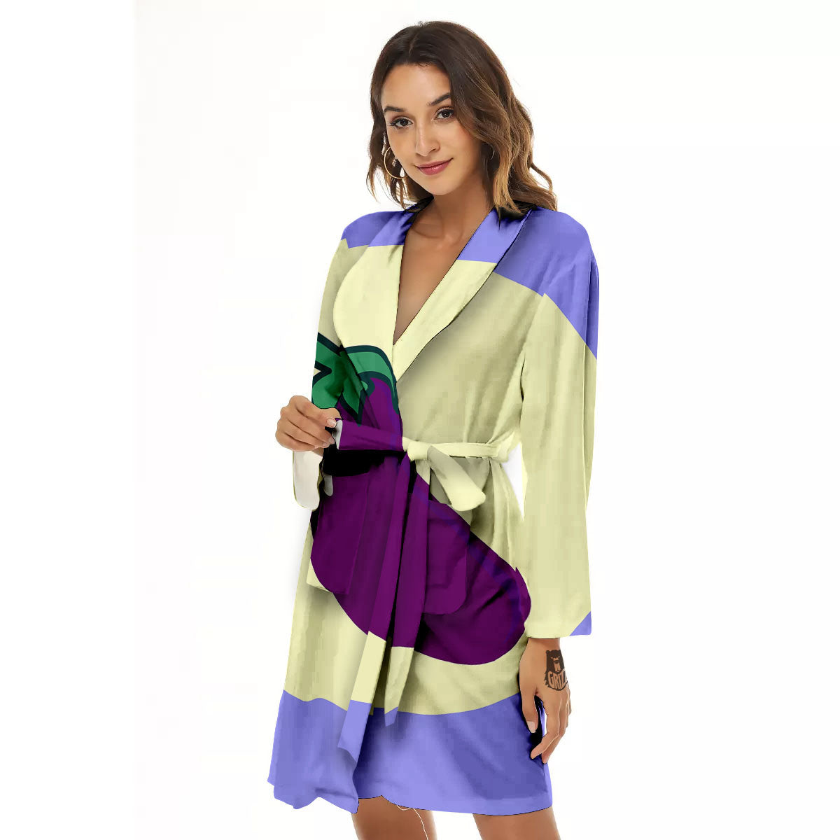 Eggplant Print Women's Robe-grizzshop