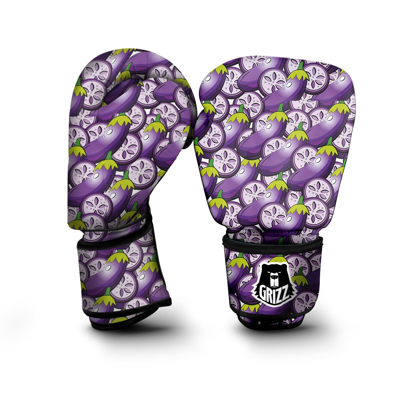 Eggplant Purple Print Pattern Boxing Gloves-grizzshop