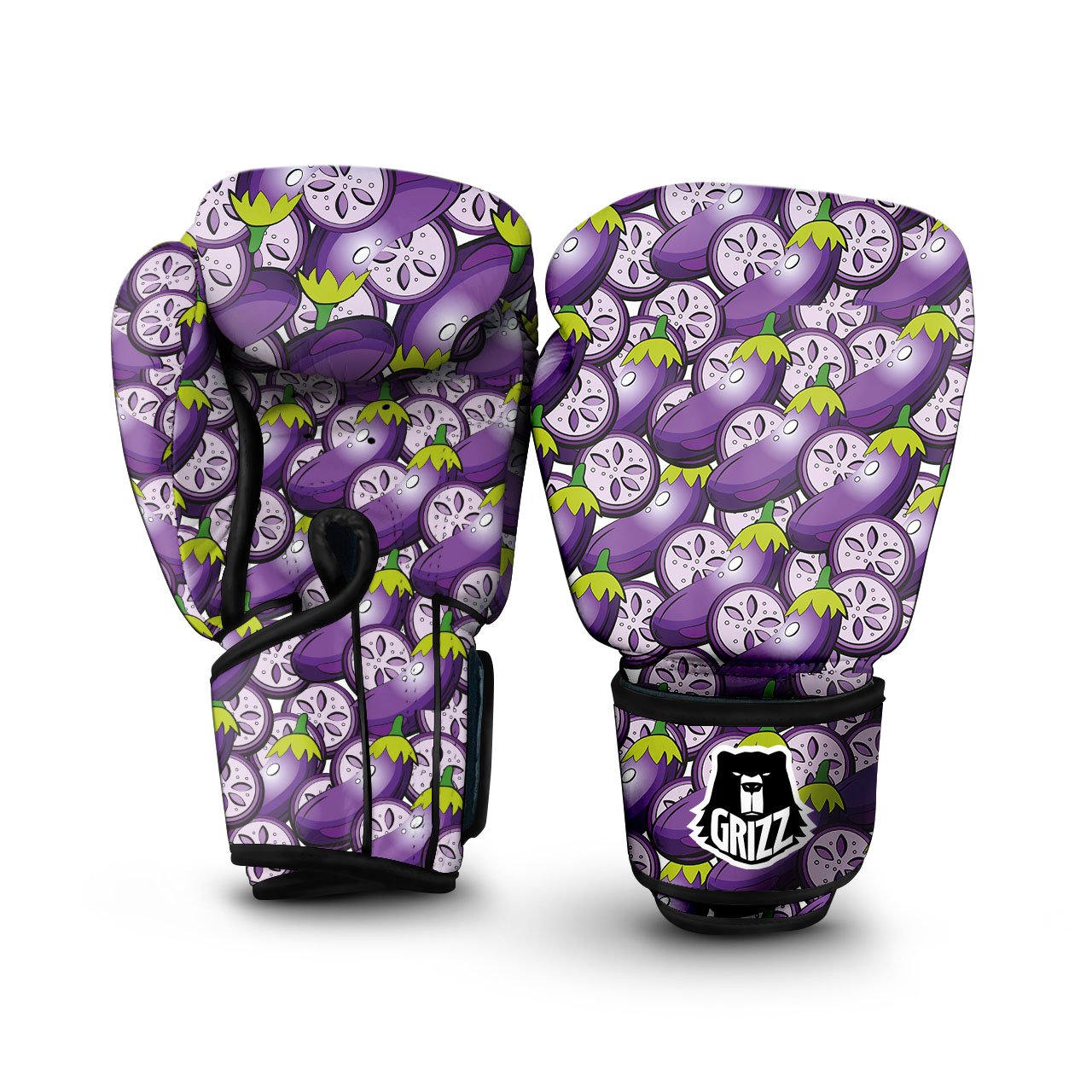 Eggplant Purple Print Pattern Boxing Gloves-grizzshop