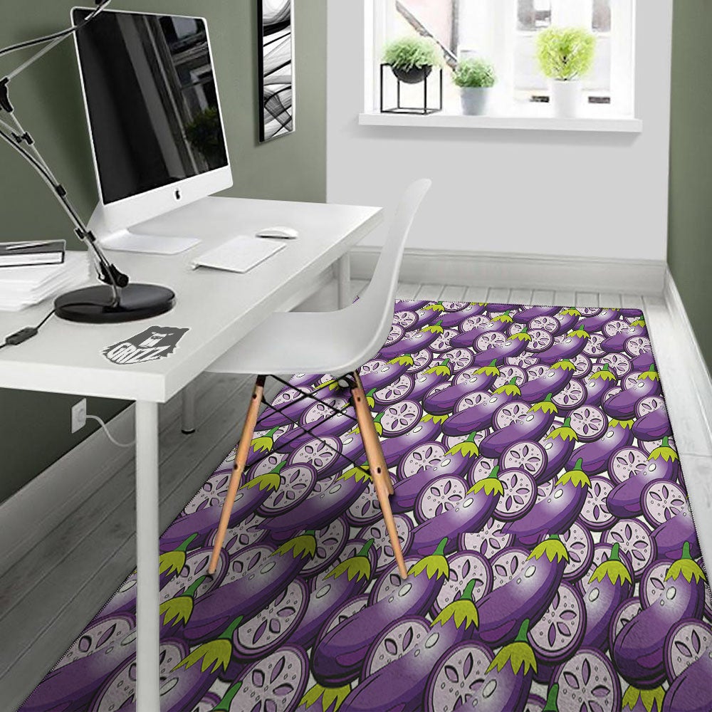 Eggplant Purple Print Pattern Floor Mat-grizzshop