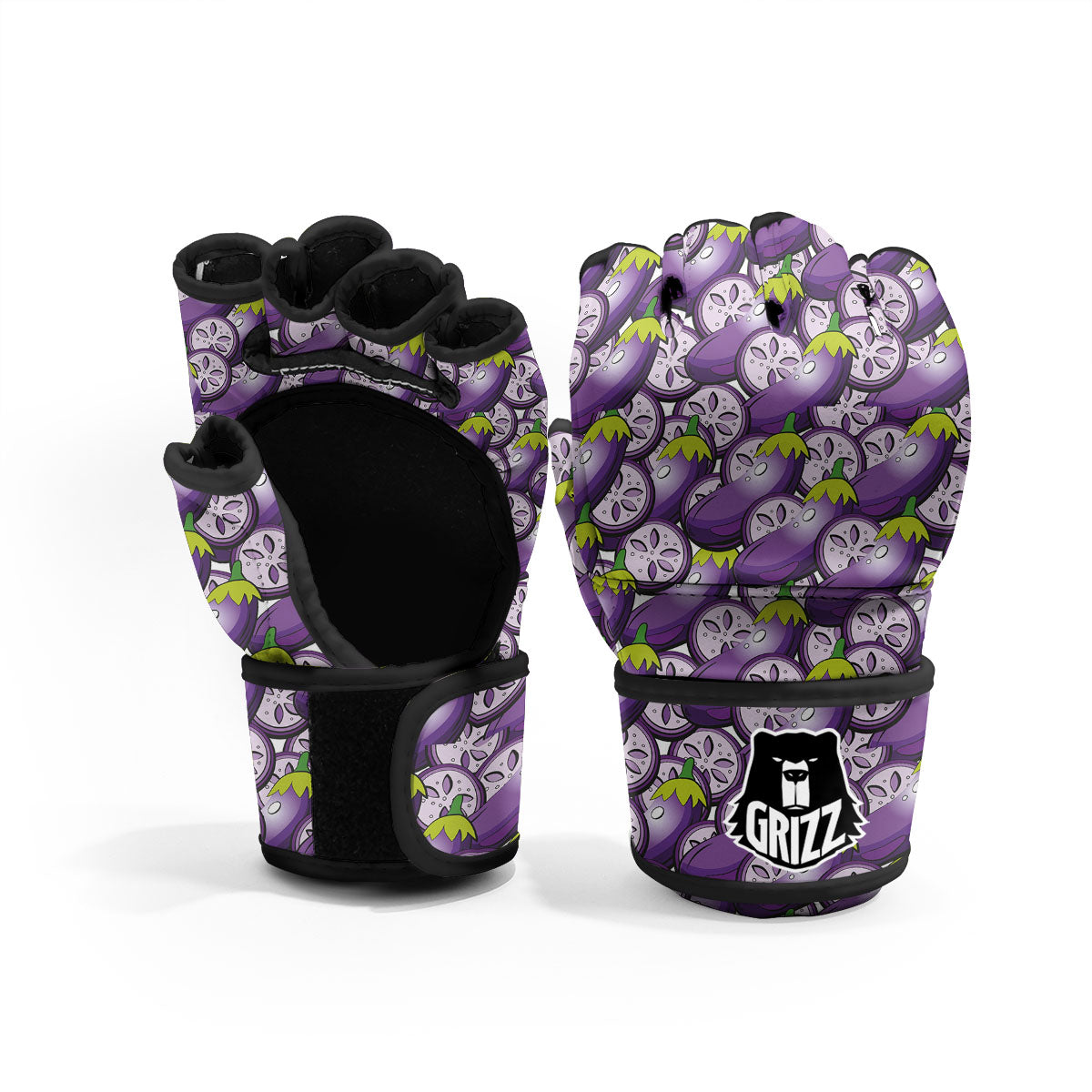 Eggplant Purple Print Pattern MMA Gloves-grizzshop