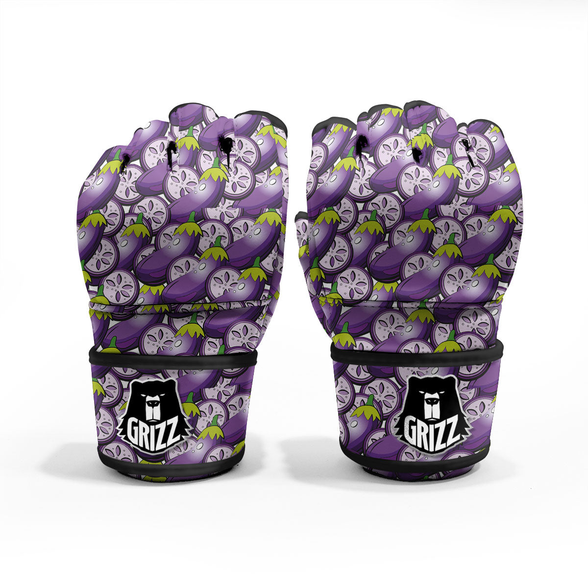 Eggplant Purple Print Pattern MMA Gloves-grizzshop
