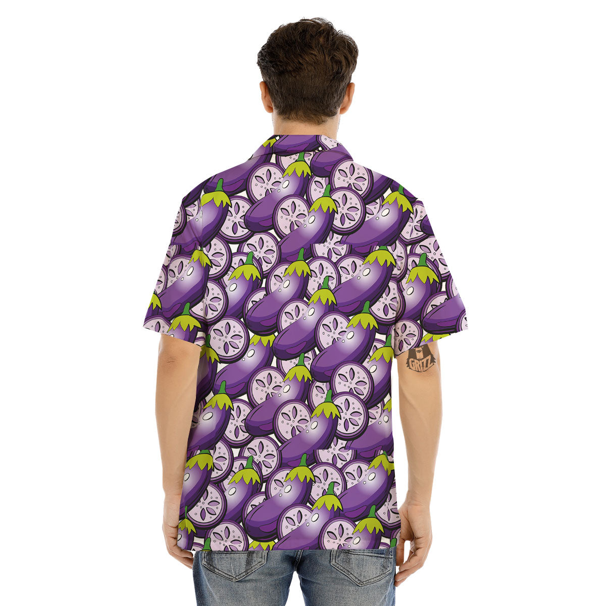 Eggplant Purple Print Pattern Men's Hawaiian Shirt-grizzshop