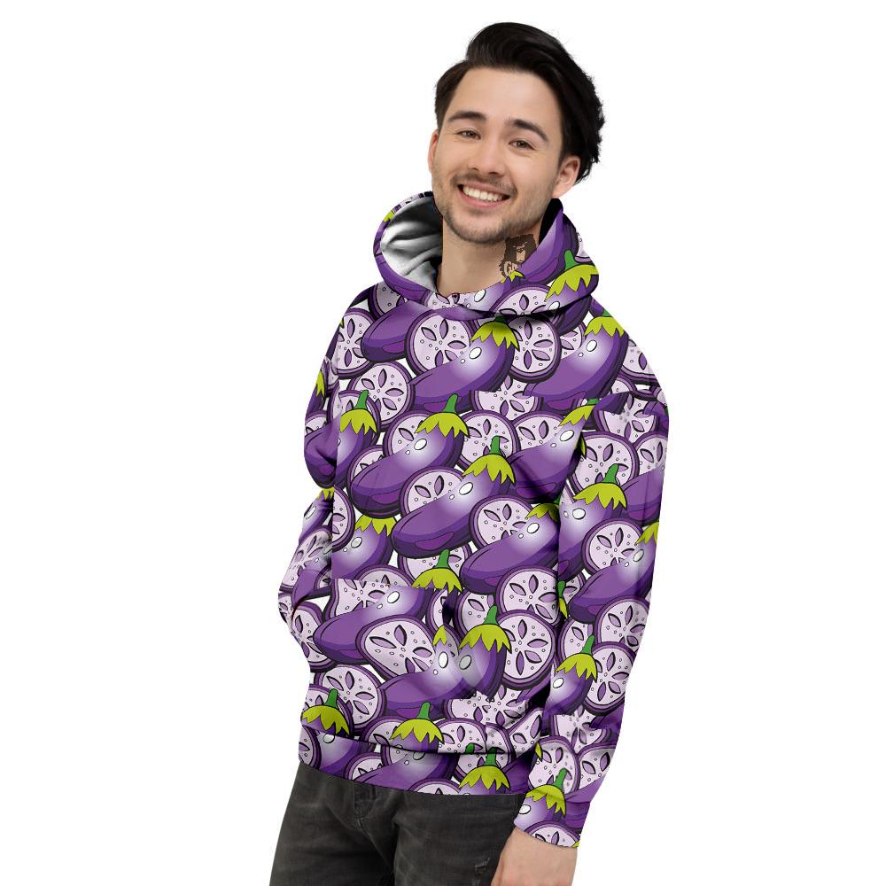Eggplant Purple Print Pattern Men's Hoodie-grizzshop