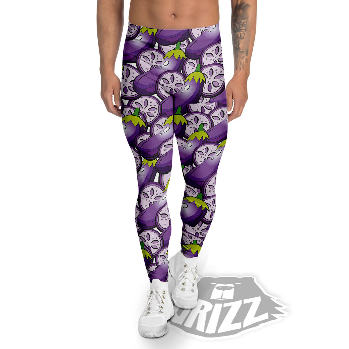Eggplant Purple Print Pattern Men's Leggings-grizzshop