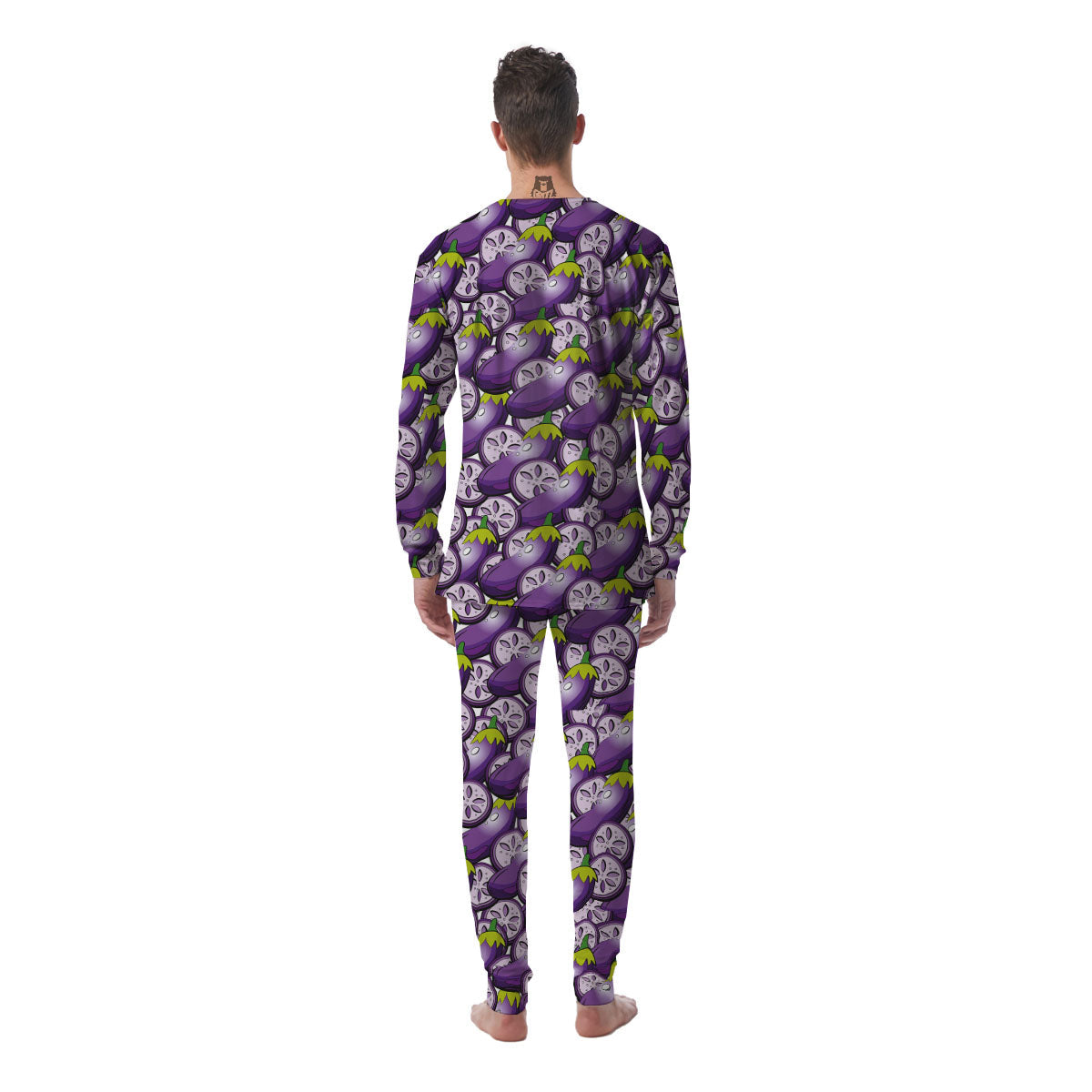 Eggplant Purple Print Pattern Men's Pajamas-grizzshop