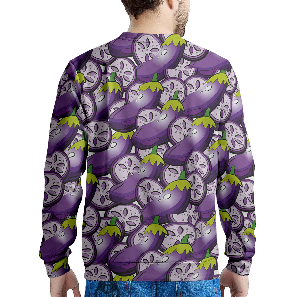 Eggplant Purple Print Pattern Men's Sweatshirt-grizzshop