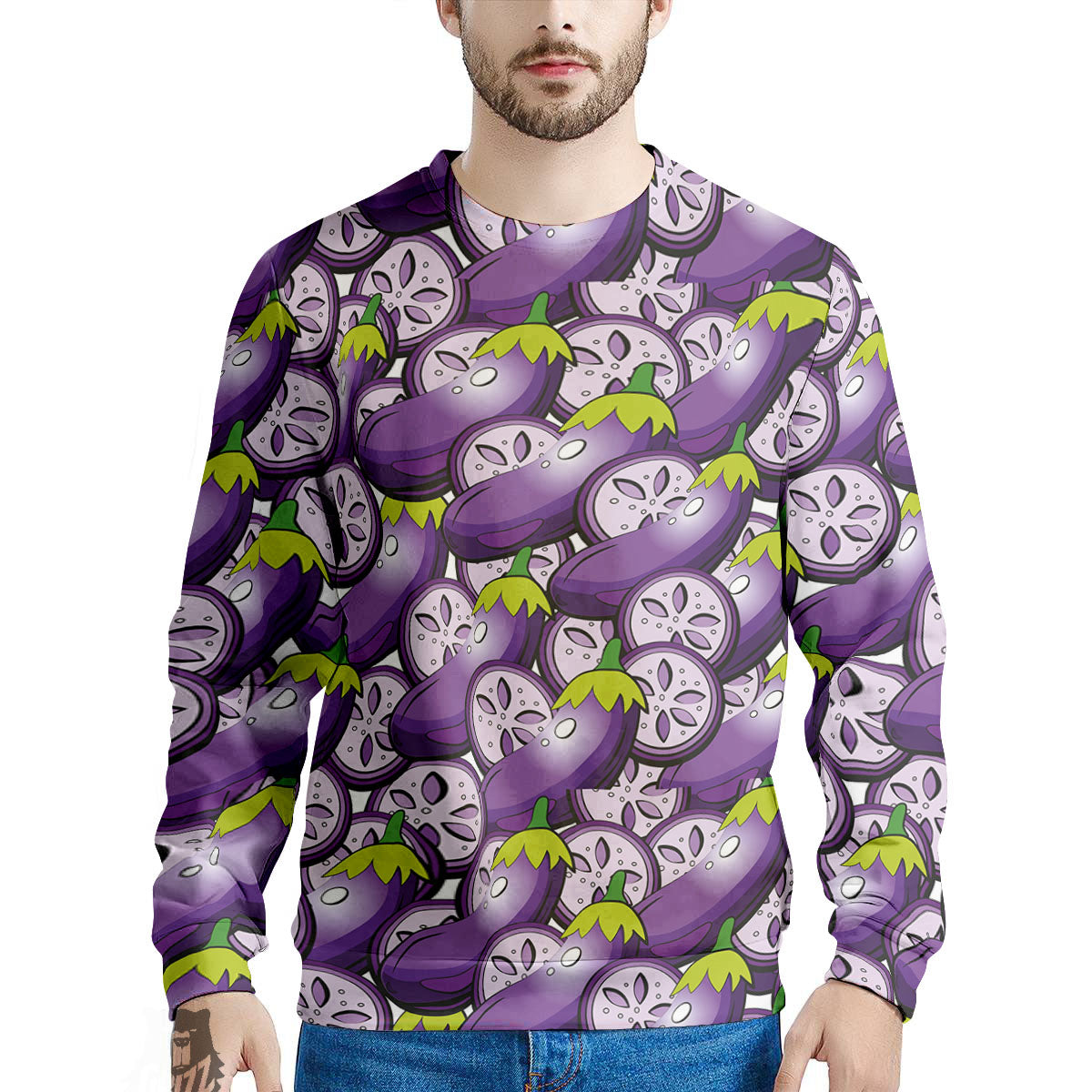 Eggplant Purple Print Pattern Men's Sweatshirt-grizzshop