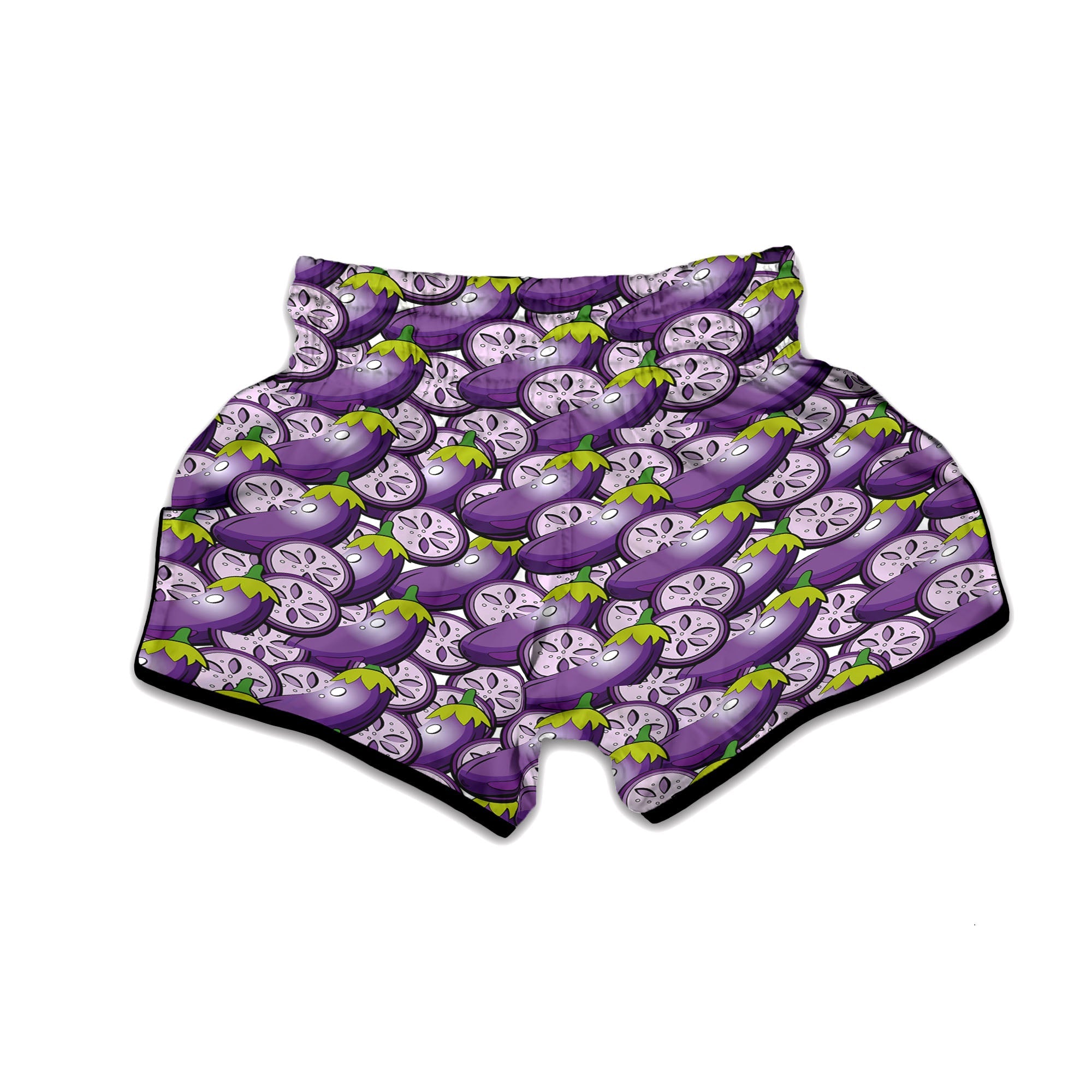 Eggplant Purple Print Pattern Muay Thai Boxing Shorts-grizzshop