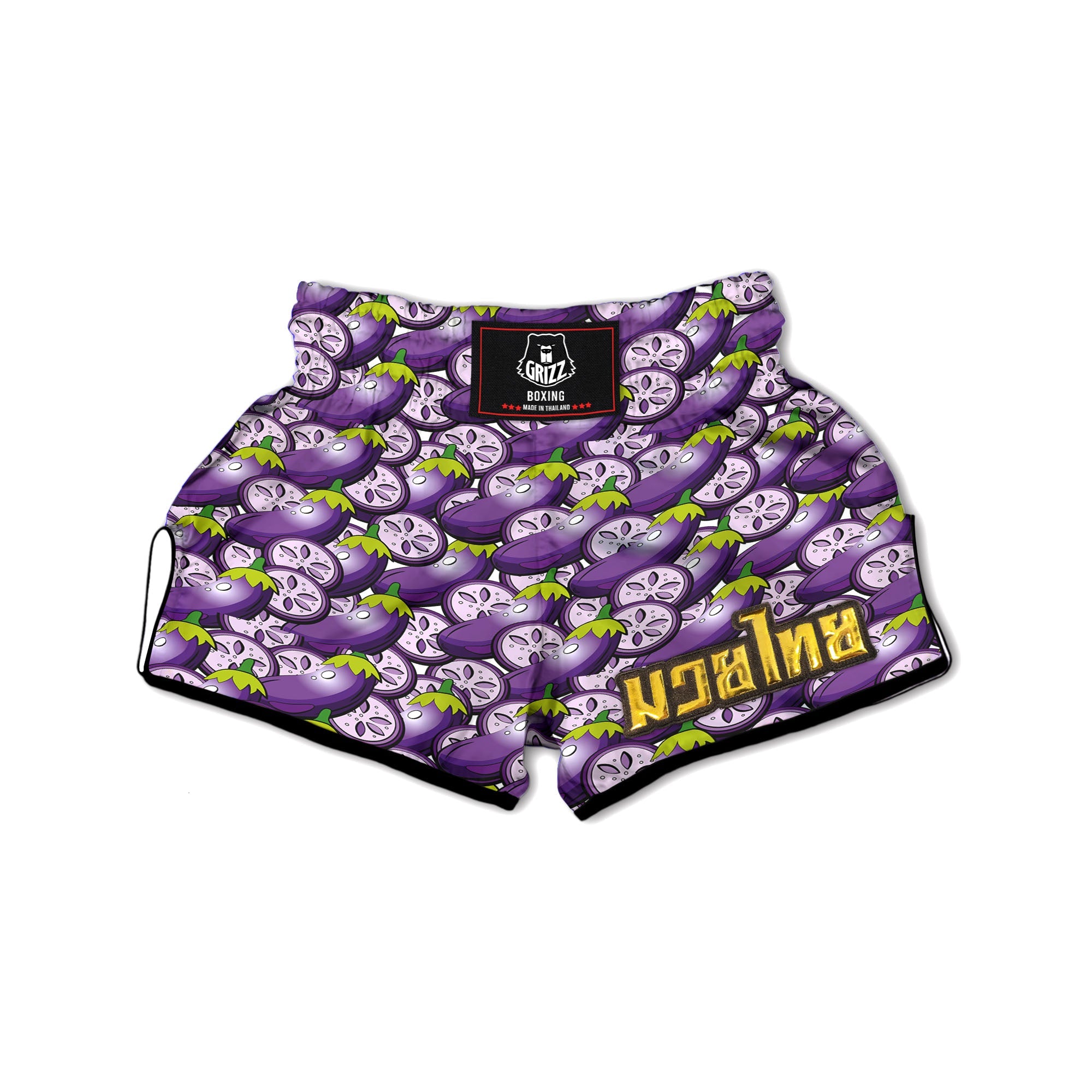 Eggplant Purple Print Pattern Muay Thai Boxing Shorts-grizzshop