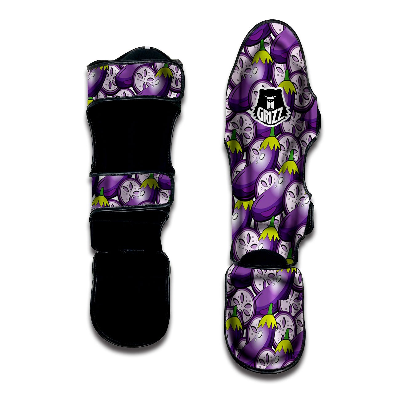 Eggplant Purple Print Pattern Muay Thai Shin Guards-grizzshop