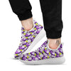 Eggplant Purple Print Pattern White Athletic Shoes-grizzshop