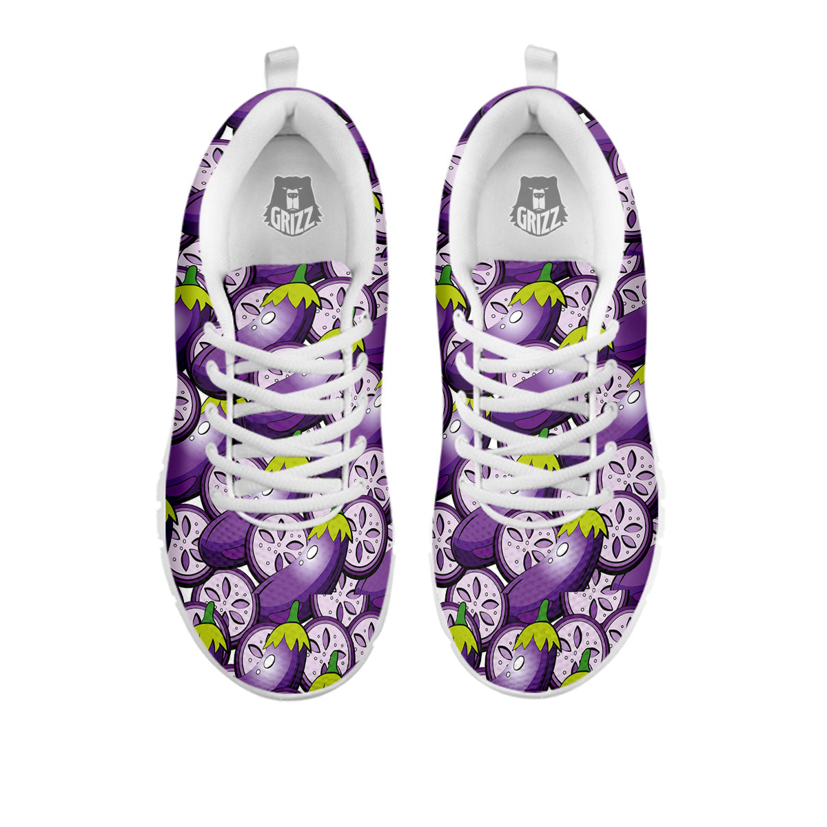 Eggplant Purple Print Pattern White Sneaker-grizzshop
