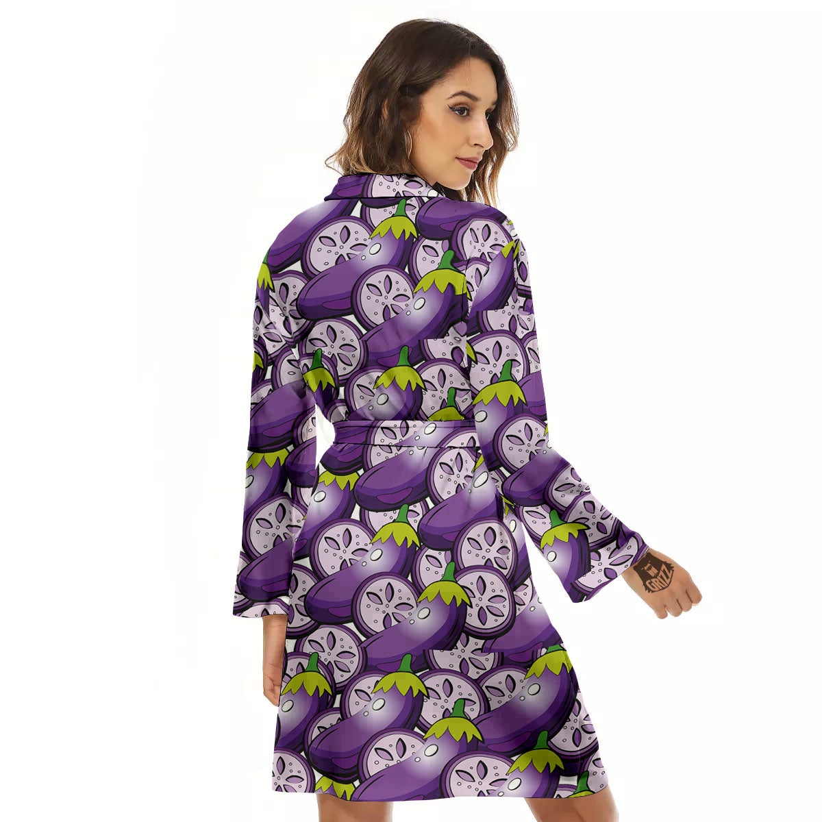 Eggplant Purple Print Pattern Women's Robe-grizzshop