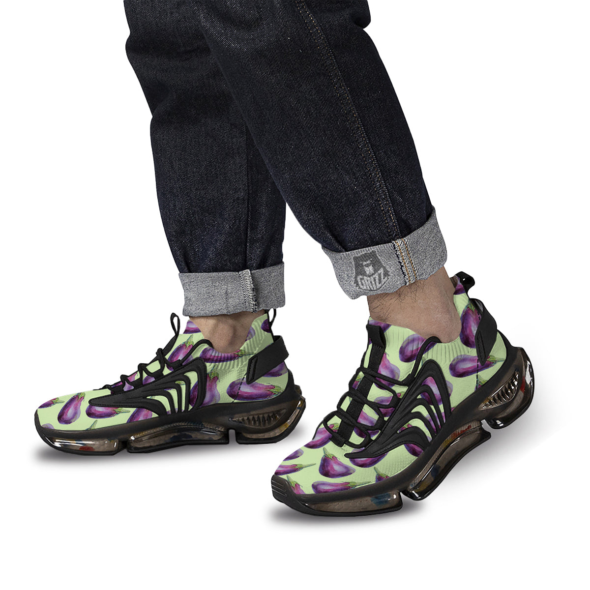 Eggplant Watercolor Pattern Black Gym Shoes-grizzshop