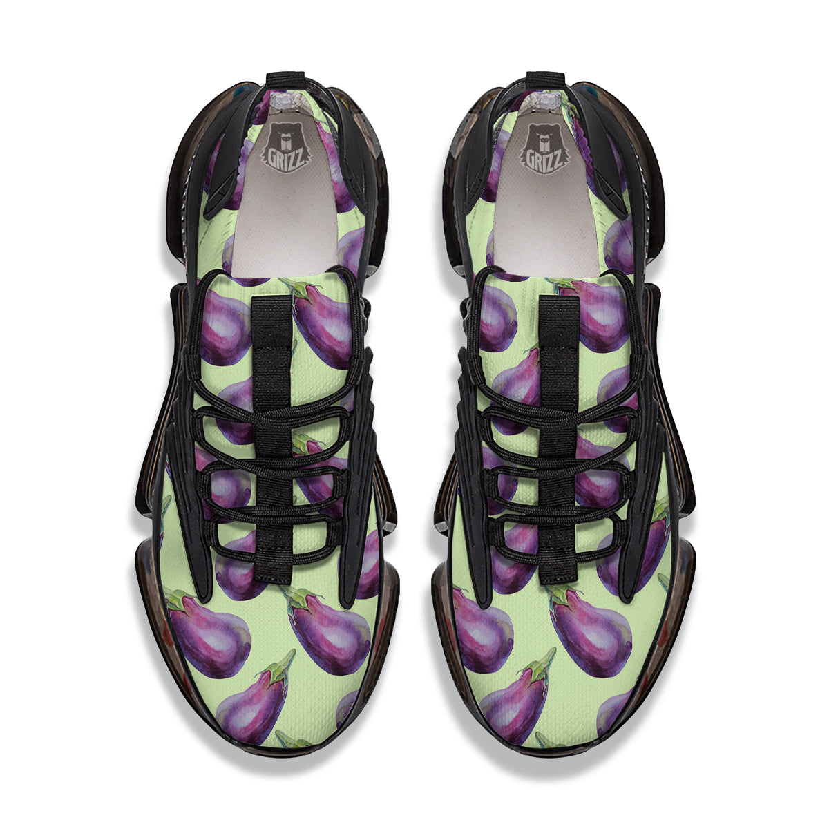 Eggplant Watercolor Pattern Black Gym Shoes-grizzshop
