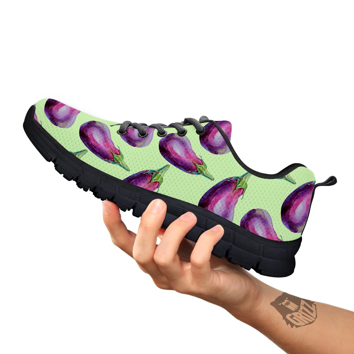 Eggplant Watercolor Pattern Black Sneaker-grizzshop