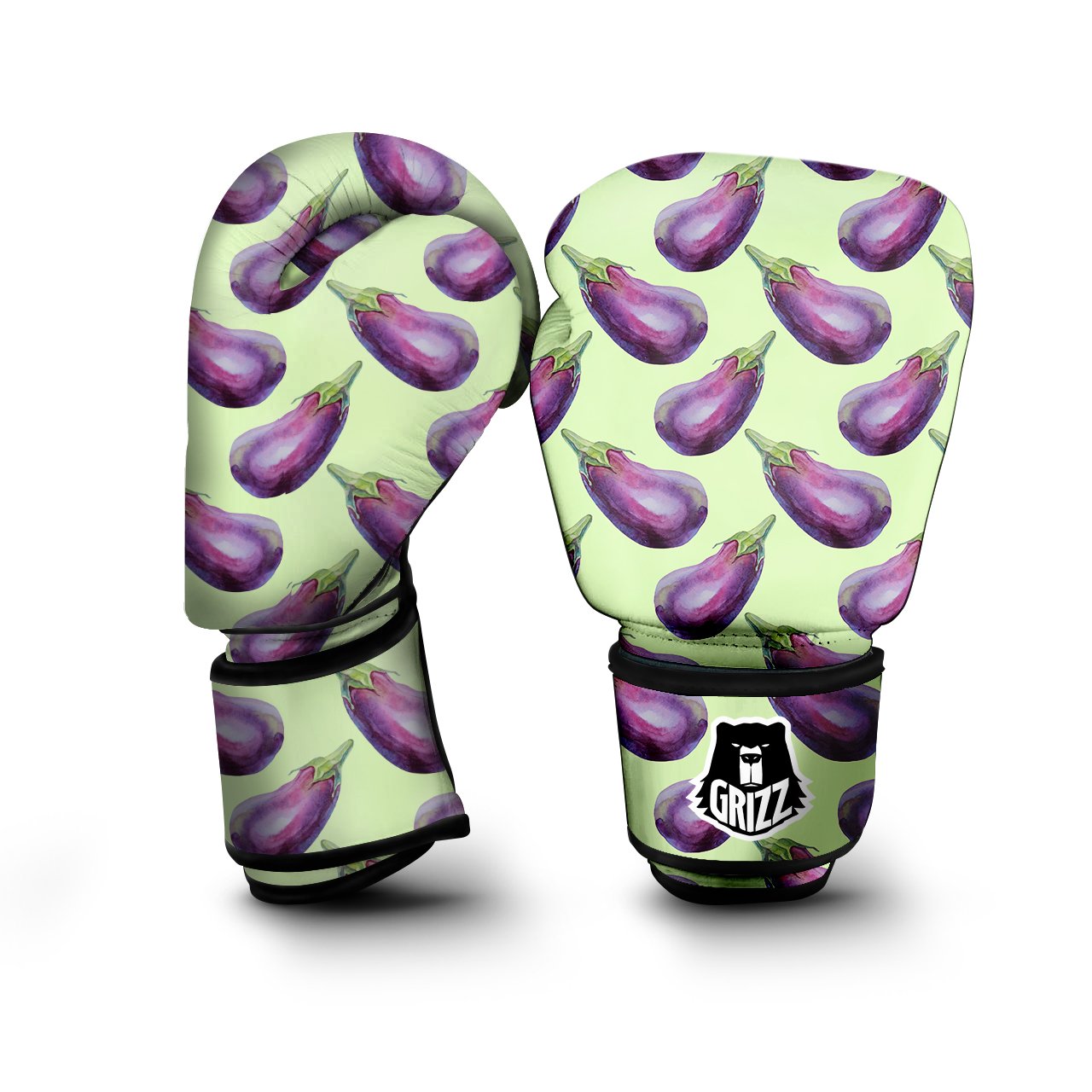 Eggplant Watercolor Pattern Boxing Gloves-grizzshop