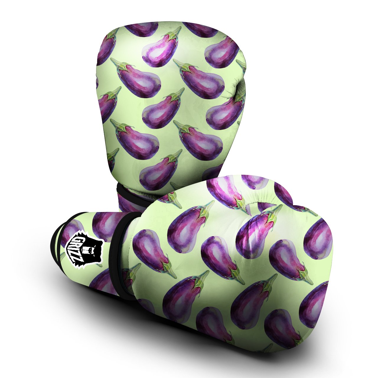Eggplant Watercolor Pattern Boxing Gloves-grizzshop
