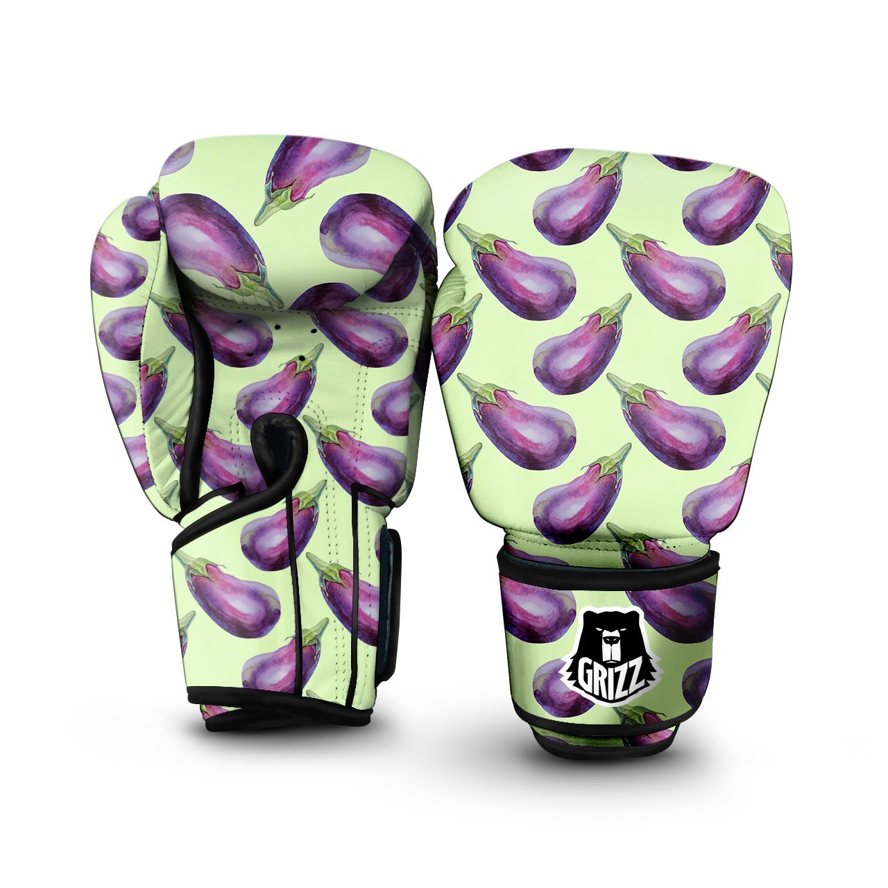 Eggplant Watercolor Pattern Boxing Gloves-grizzshop