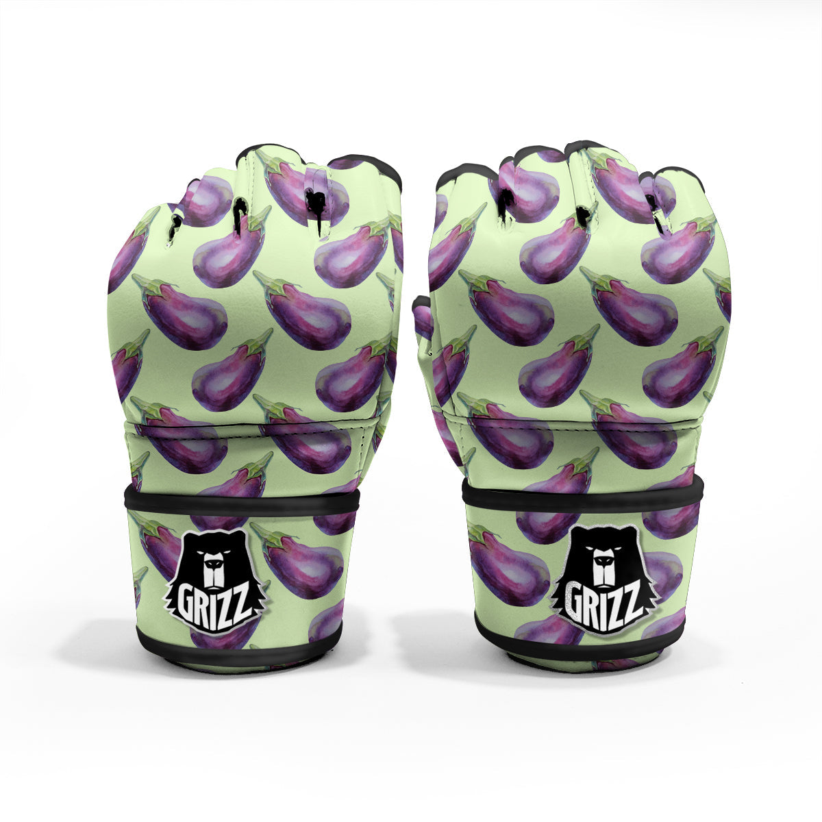 Eggplant Watercolor Pattern MMA Gloves-grizzshop