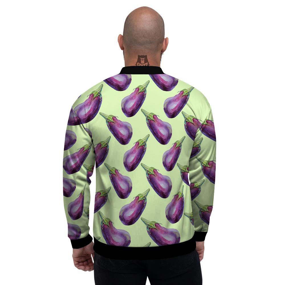Eggplant Watercolor Pattern Men's Bomber Jacket-grizzshop