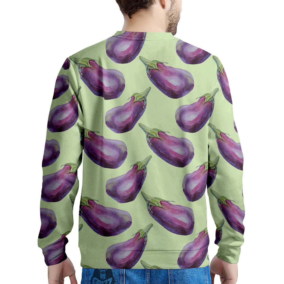 Eggplant Watercolor Pattern Men's Sweatshirt-grizzshop