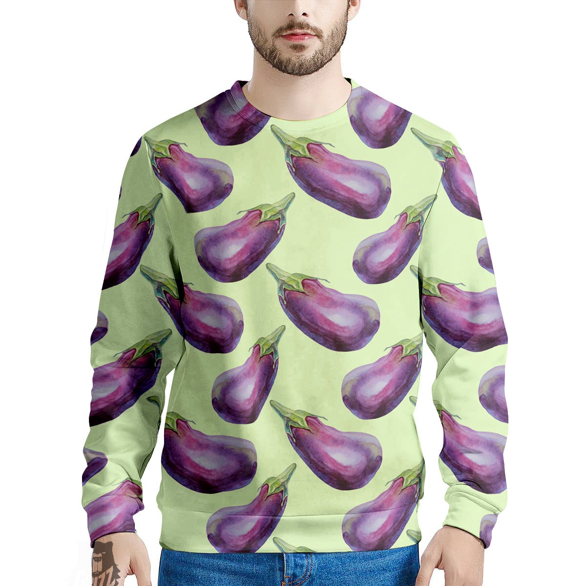 Eggplant Watercolor Pattern Men's Sweatshirt-grizzshop