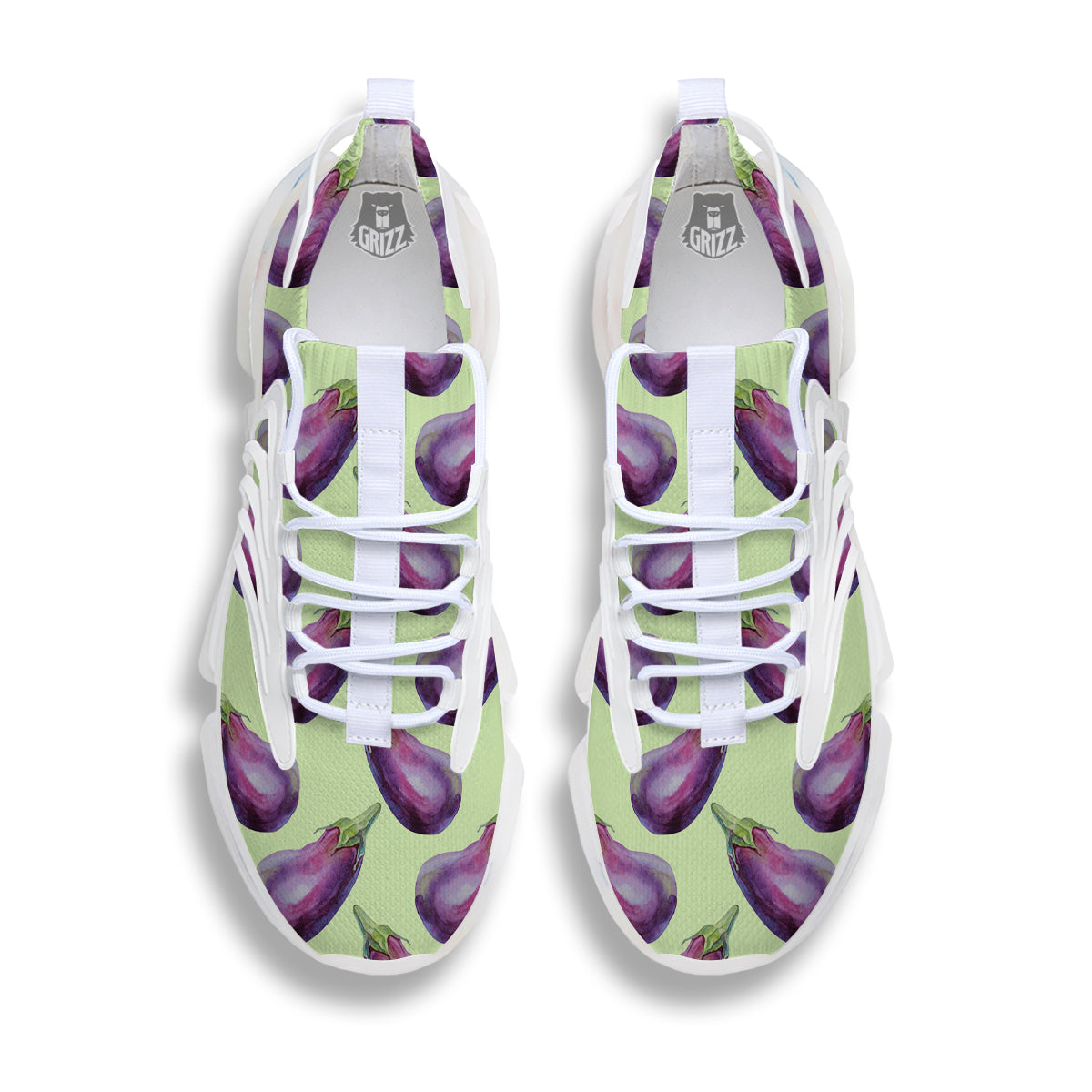 Eggplant Watercolor Pattern White Gym Shoes-grizzshop