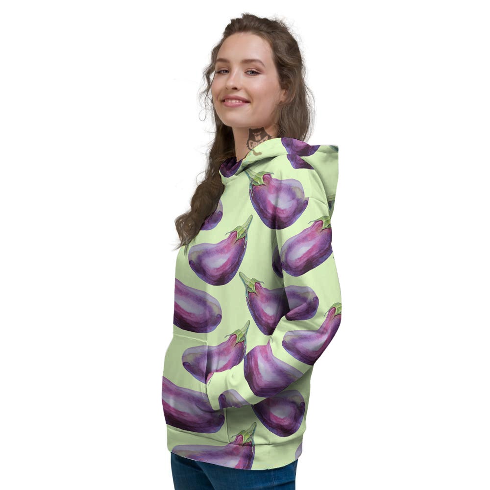 Eggplant Watercolor Pattern Women's Hoodie-grizzshop