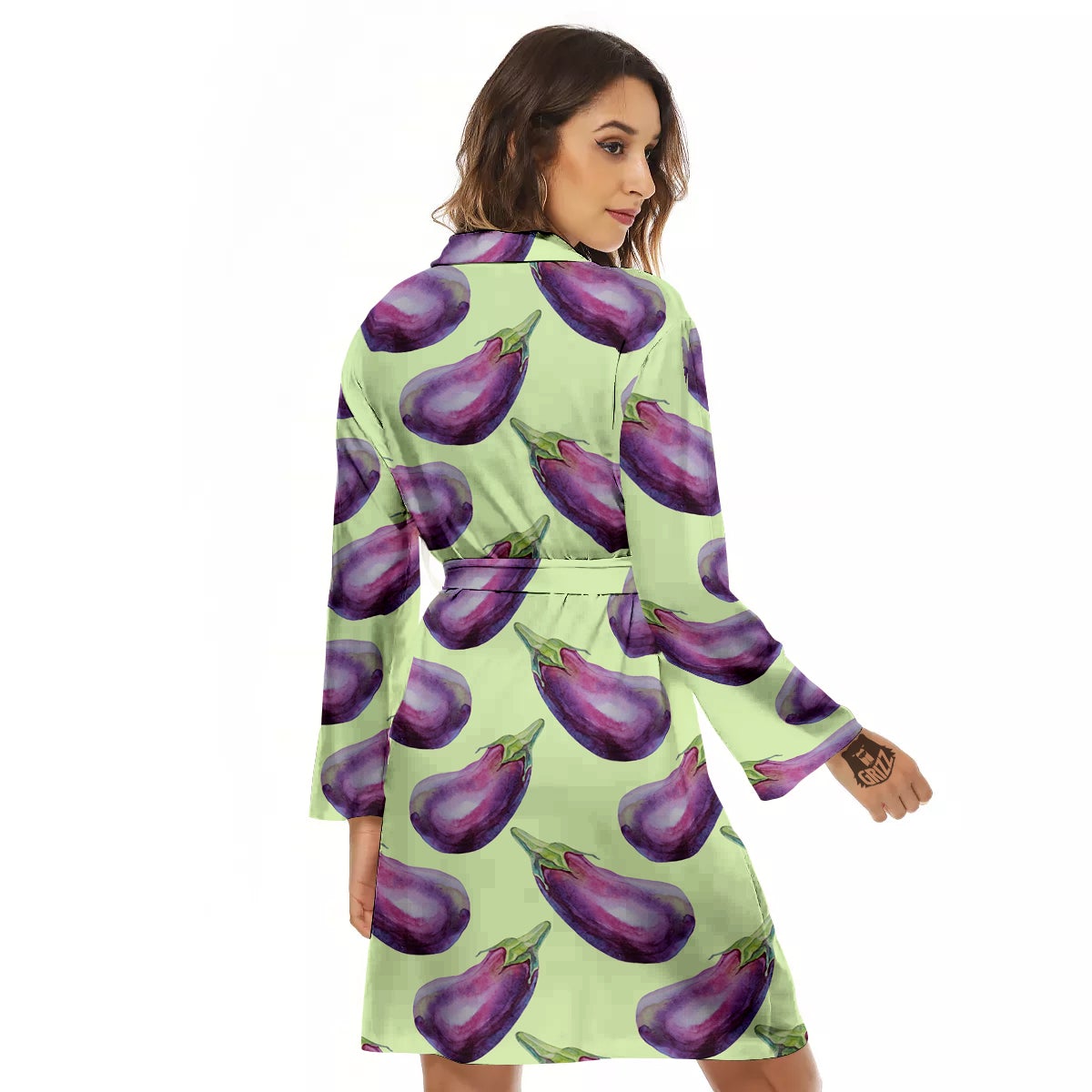 Eggplant Watercolor Pattern Women's Robe-grizzshop