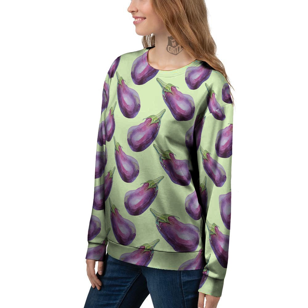 Eggplant Watercolor Pattern Women's Sweatshirt-grizzshop