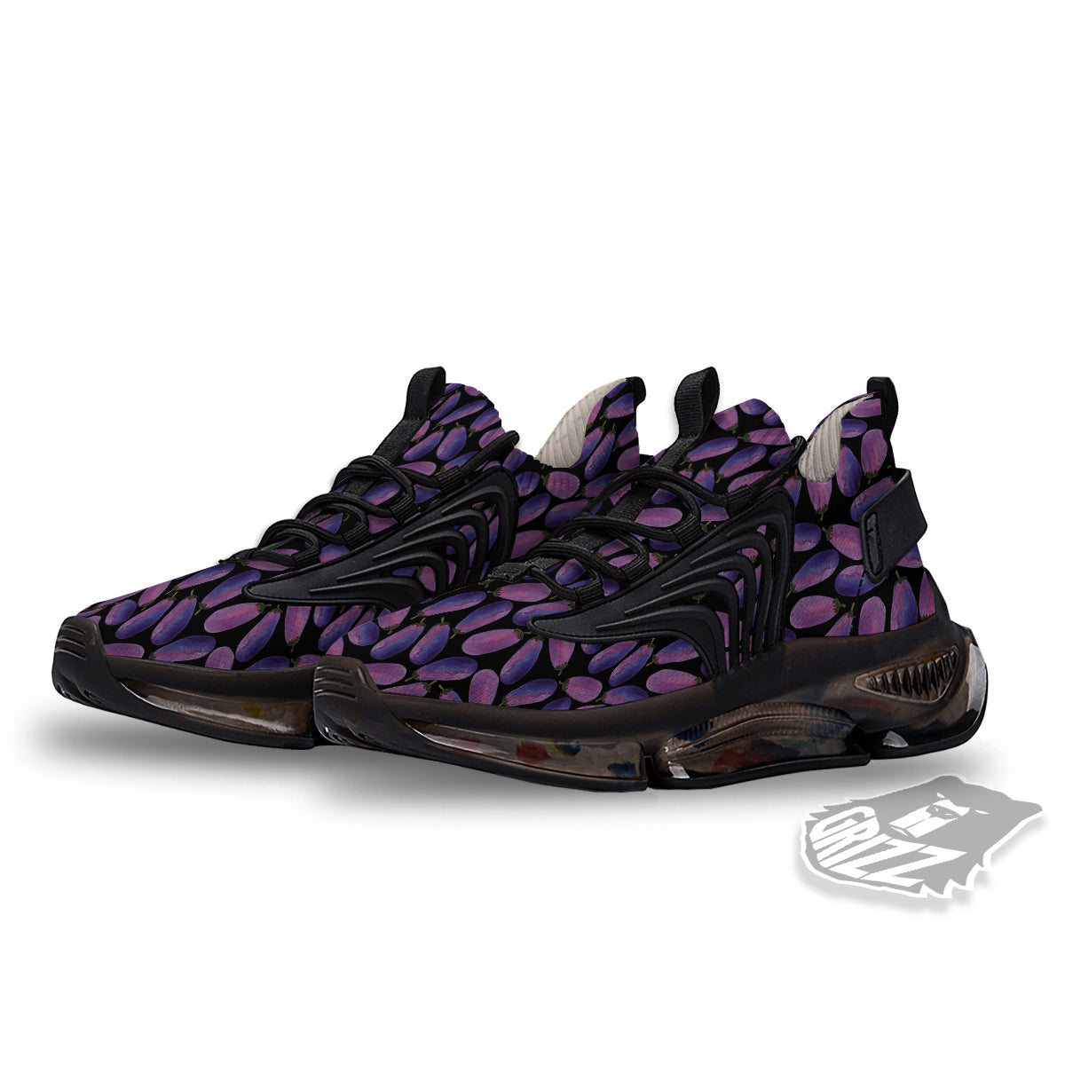 Eggplant Watercolor Print Pattern Black Gym Shoes-grizzshop