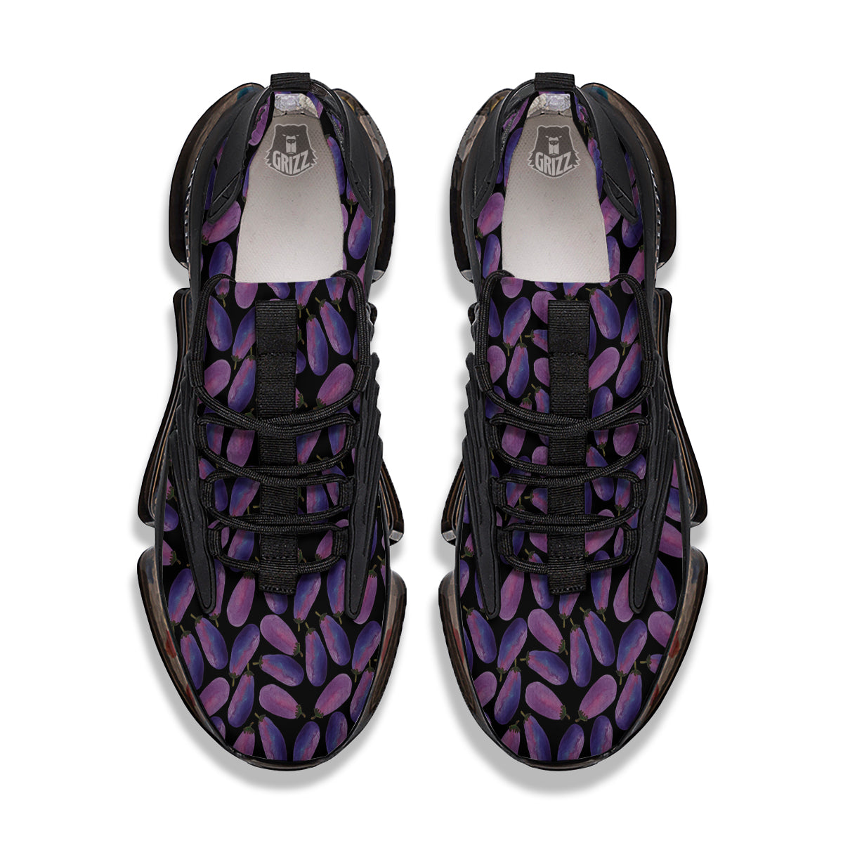 Eggplant Watercolor Print Pattern Black Gym Shoes-grizzshop