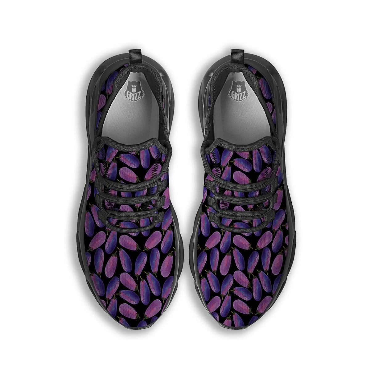 Eggplant Watercolor Print Pattern Black Running Shoes-grizzshop