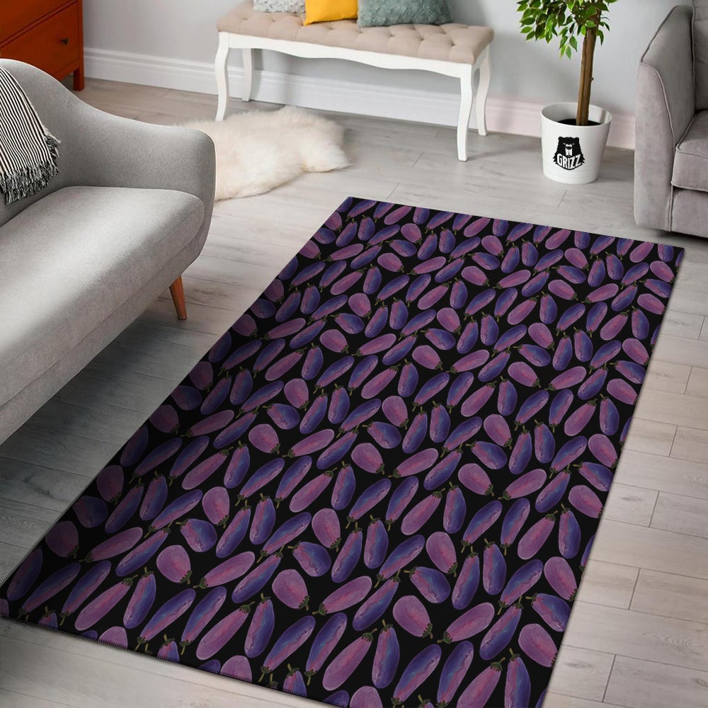 Eggplant Watercolor Print Pattern Floor Mat-grizzshop