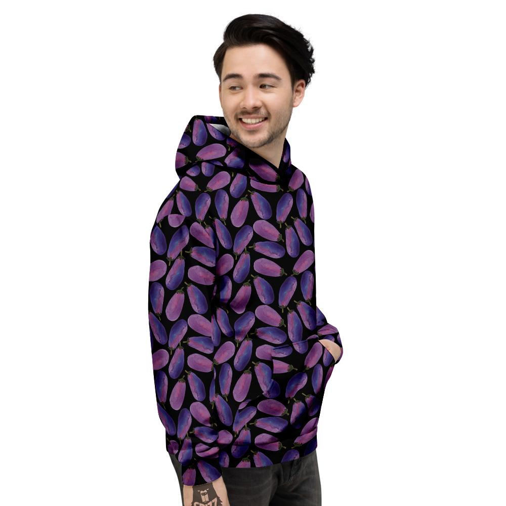 Eggplant Watercolor Print Pattern Men's Hoodie-grizzshop