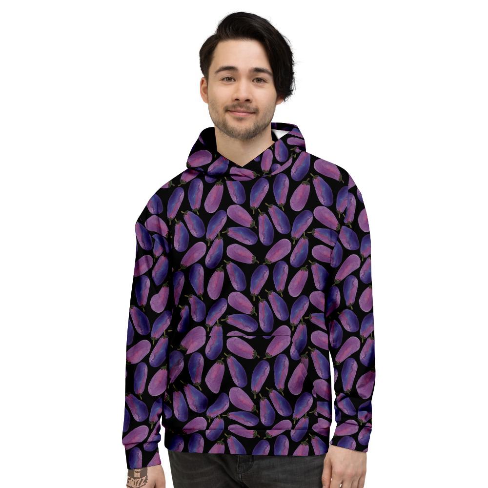 Eggplant Watercolor Print Pattern Men's Hoodie-grizzshop