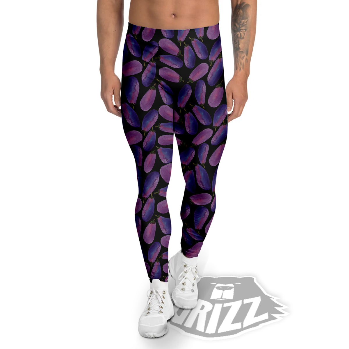 Eggplant Watercolor Print Pattern Men's Leggings-grizzshop