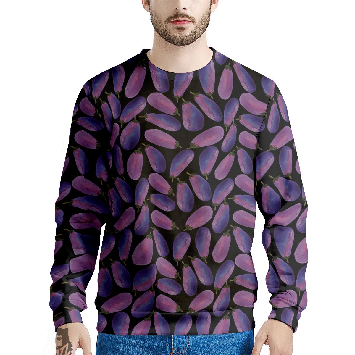 Eggplant Watercolor Print Pattern Men's Sweatshirt-grizzshop
