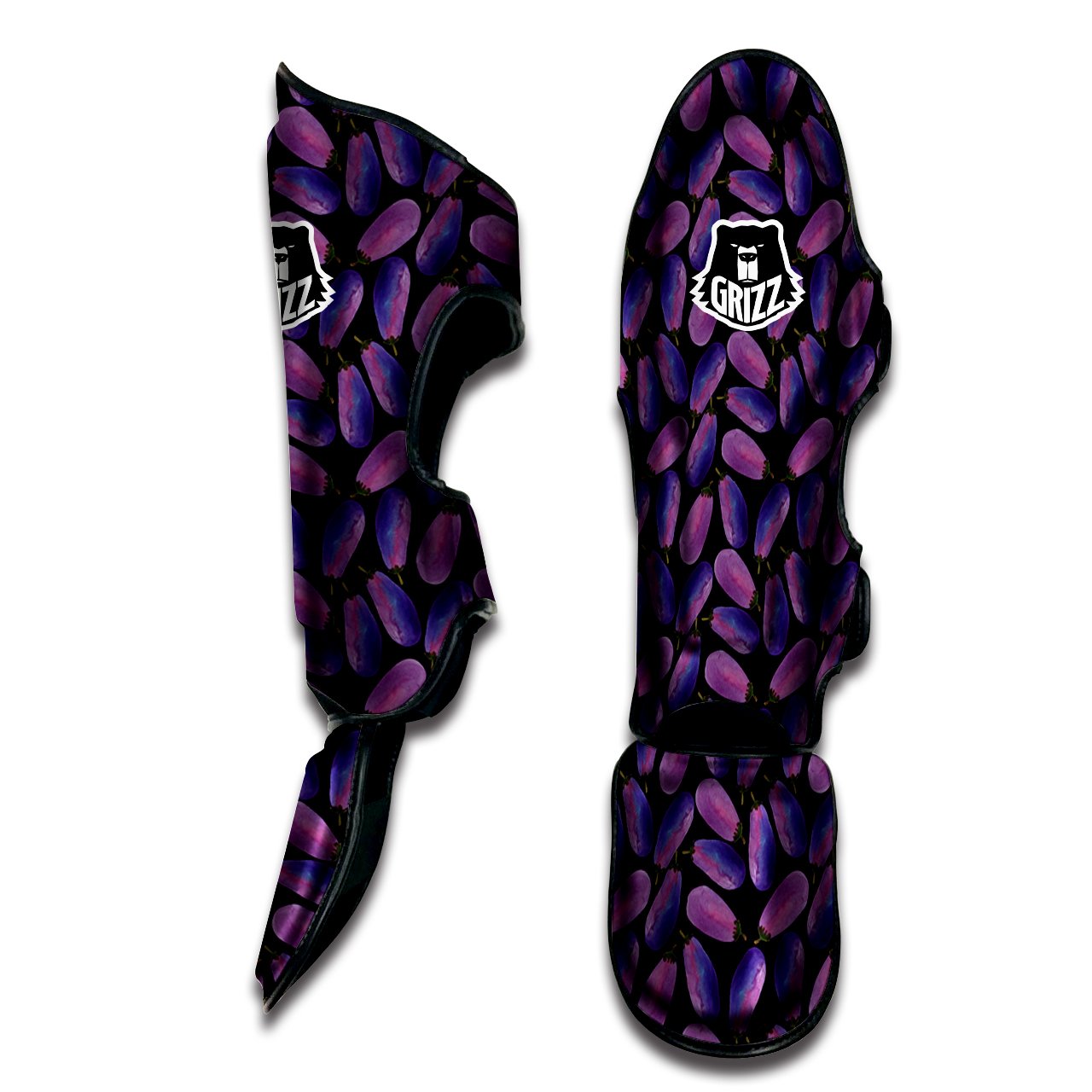 Eggplant Watercolor Print Pattern Muay Thai Shin Guards-grizzshop