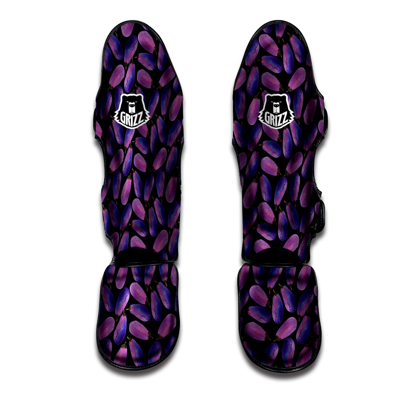 Eggplant Watercolor Print Pattern Muay Thai Shin Guards-grizzshop