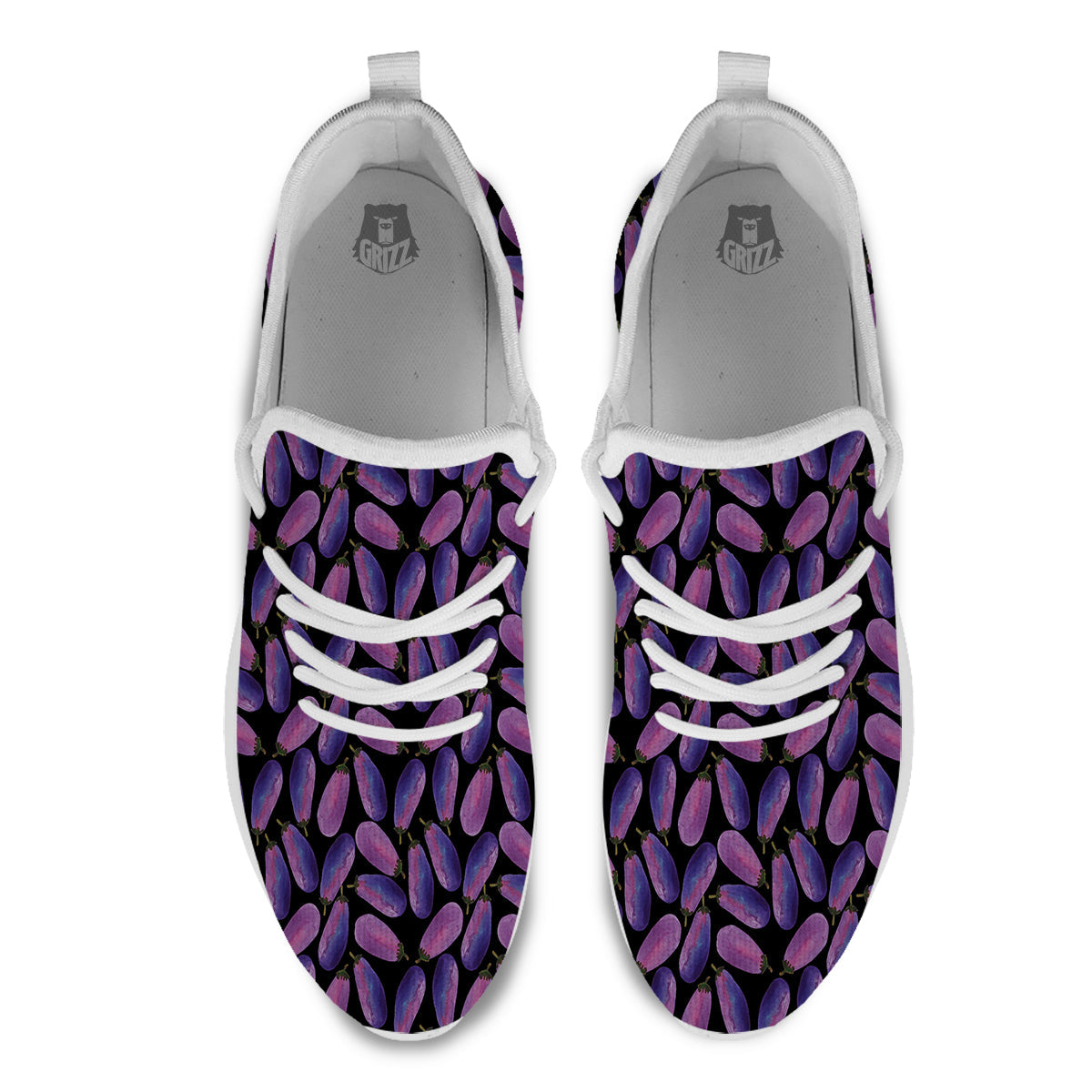 Eggplant Watercolor Print Pattern White Athletic Shoes-grizzshop
