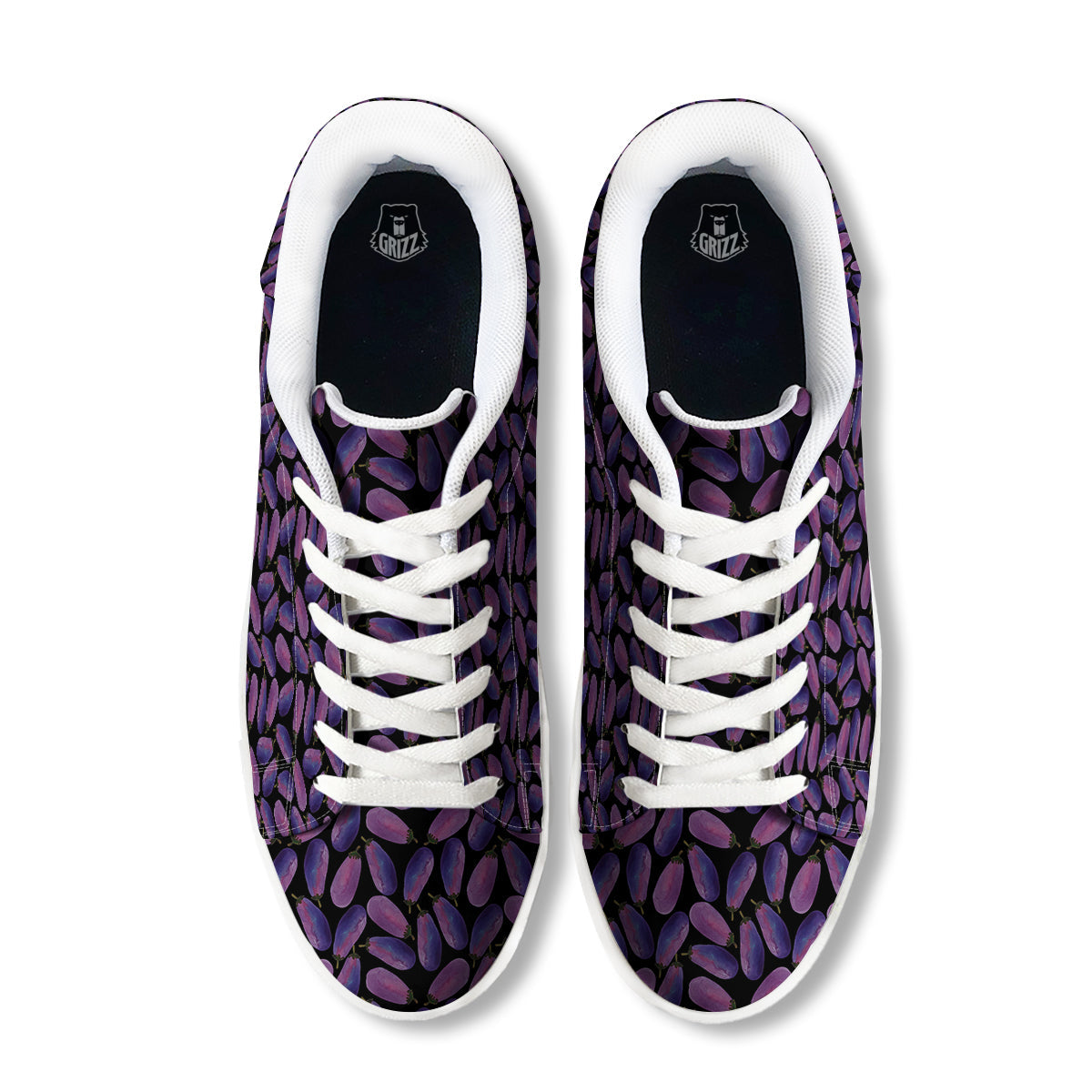 Eggplant Watercolor Print Pattern White Low Top Sneakers-grizzshop